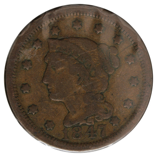 1847 USA Cent Fine (F-12) Impaired