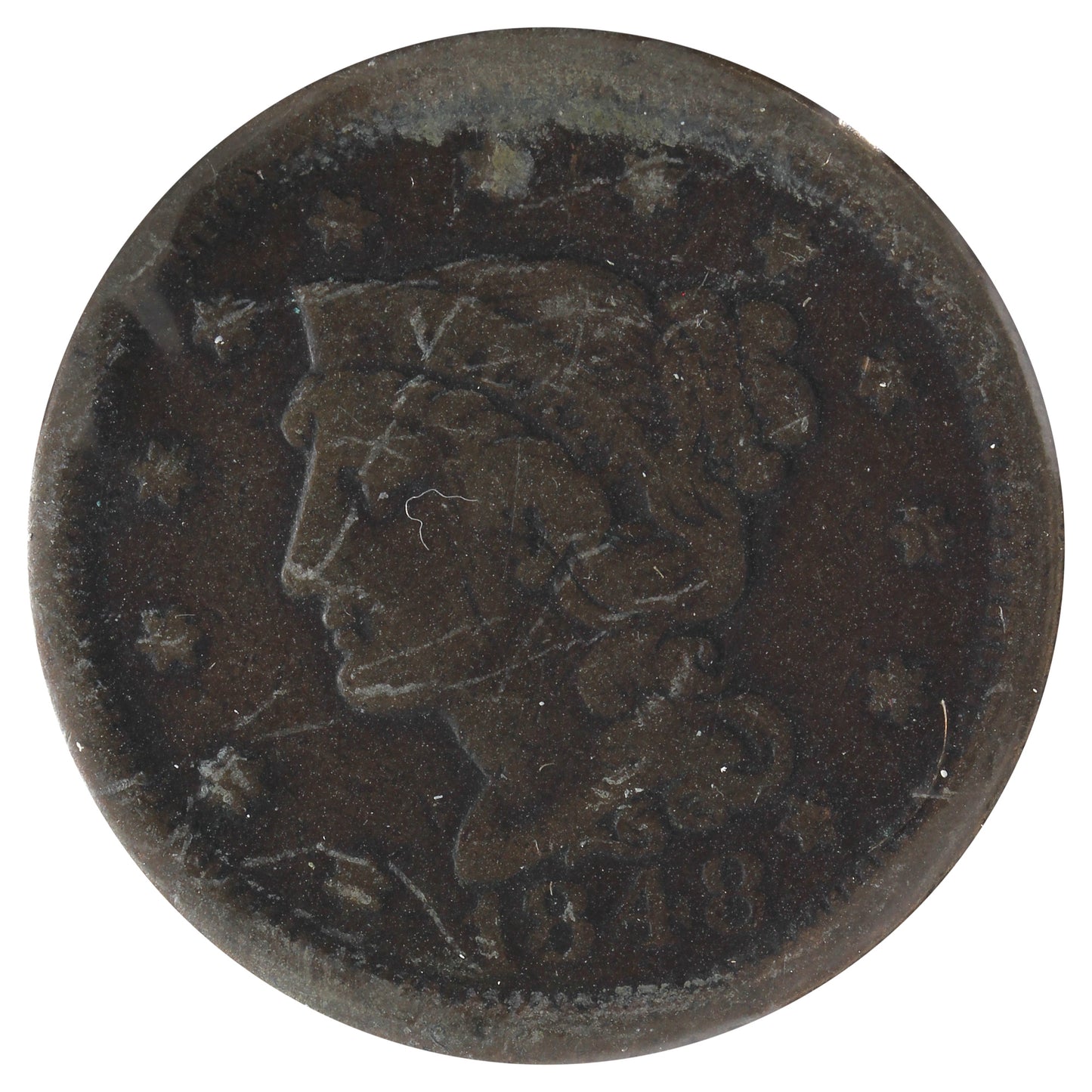 1848 USA Cent F-VF (F-15) Impaired