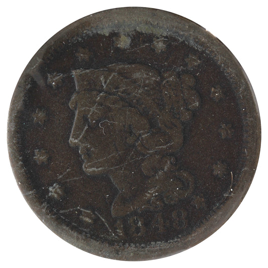 1848 USA Cent F-VF (F-15) Impaired