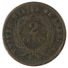 1865 USA 2 Cents Fine (F12) Scratched, Cleaned or Impaired