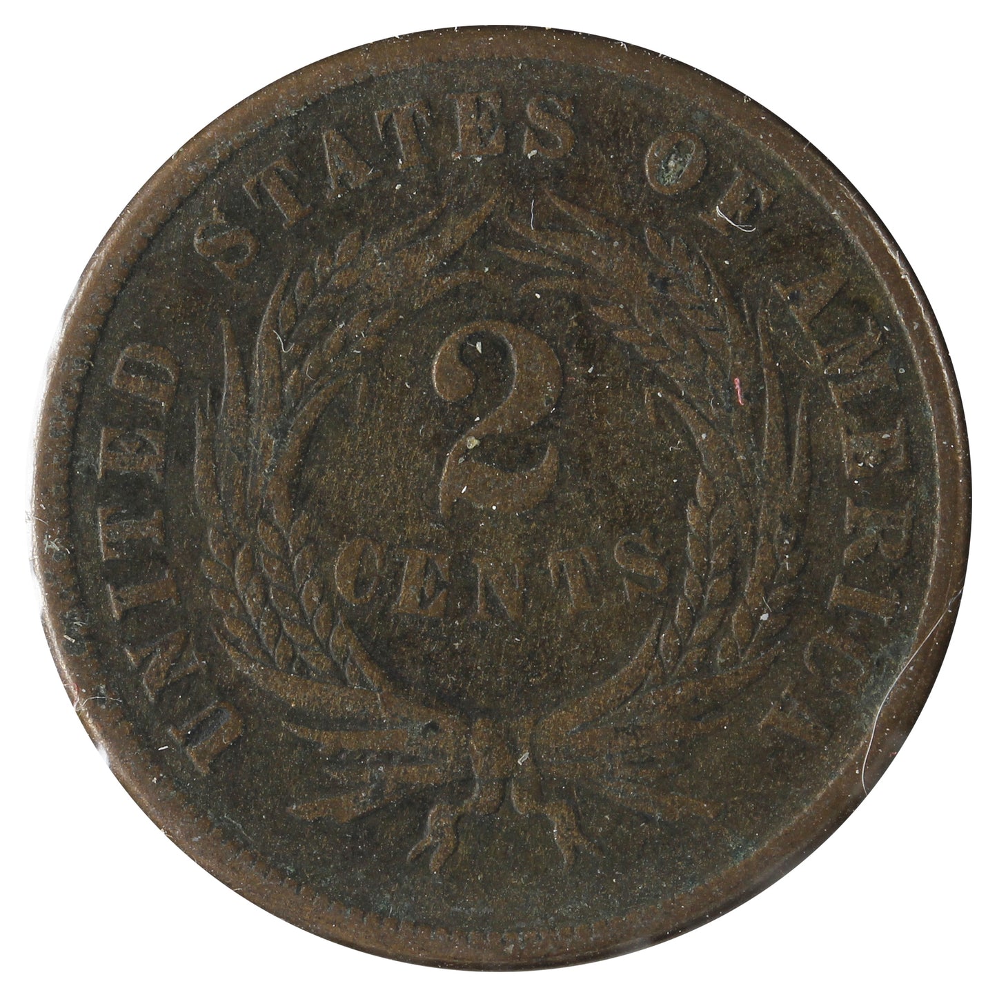 1865 USA 2 Cents Fine (F12) Scratched, Cleaned or Impaired