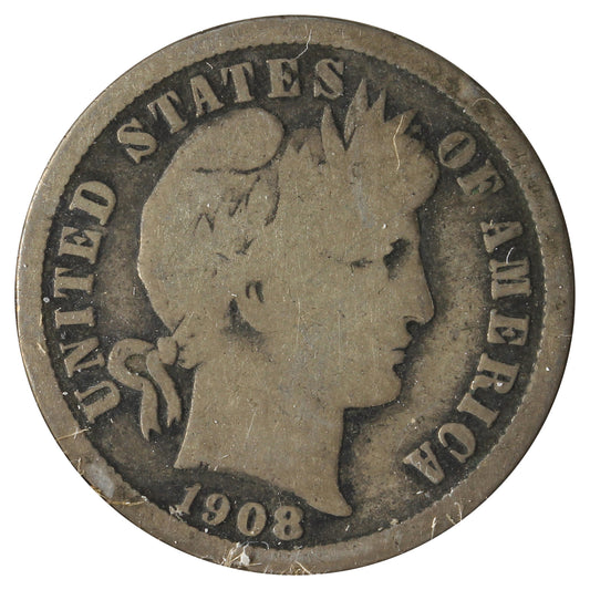 1908 D USA Dime Good (G4) Scratched, Cleaned or Impaired