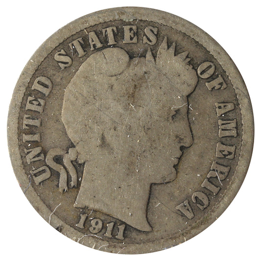 1911 USA Dime Good (G4) Scratched, Cleaned or Impaired
