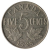 1925 Canada 5-cents Fine (F12) Impaired