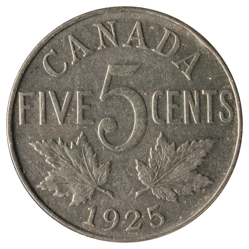 1925 Canada 5-cents Fine (F12) Impaired
