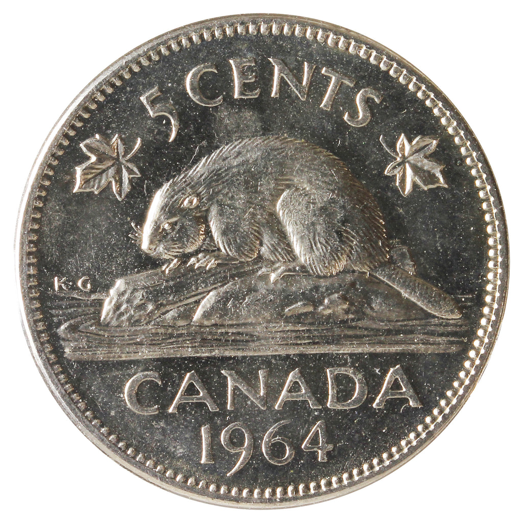1964 Canada 5-cents Extra Water Line Uncirculated (MS-60)