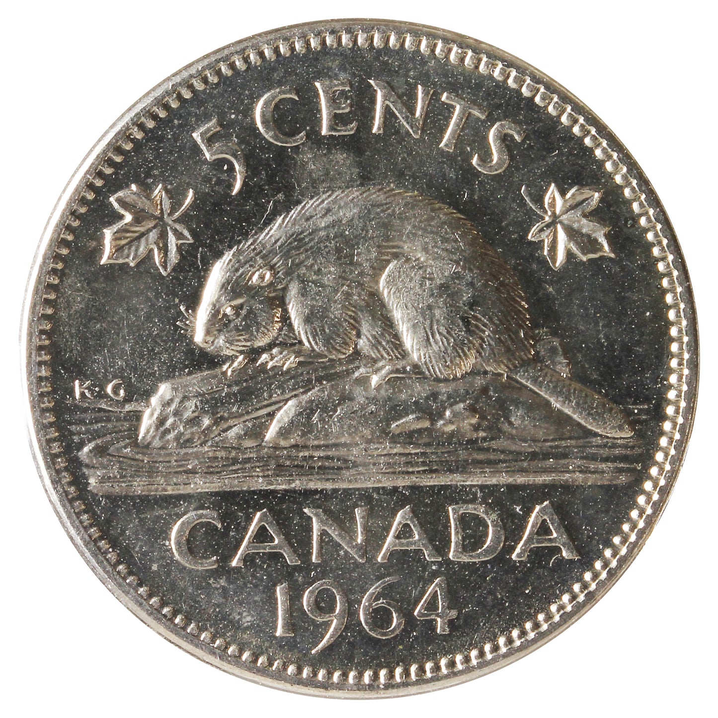 1964 Canada 5-cents Extra Water Line Uncirculated (MS-60)