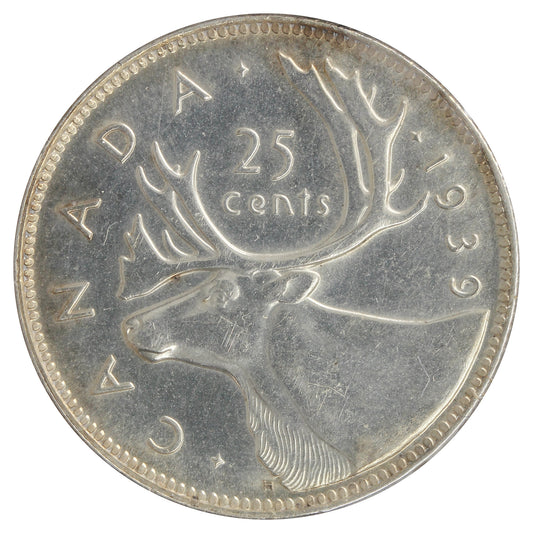 1939 Canada 25-cents Choice Brilliant Uncirculated (MS64) Cleaned