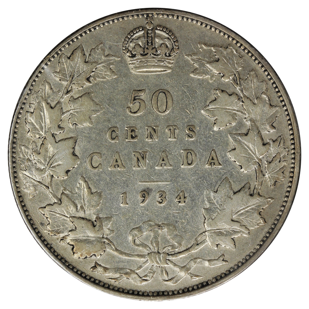 1934 Canada 50-cents F-VF (F15) Scratched