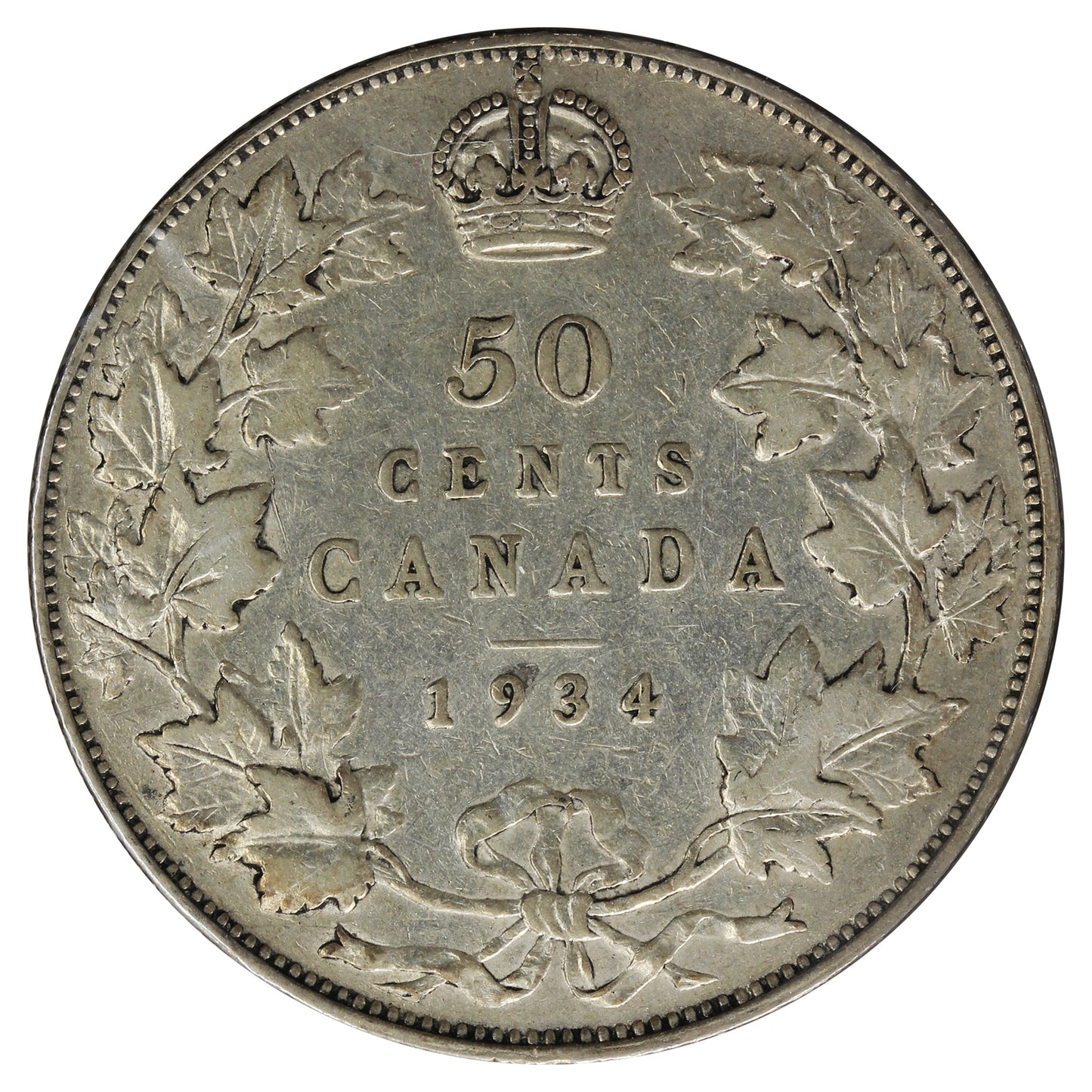 1934 Canada 50-cents F-VF (F15) Scratched