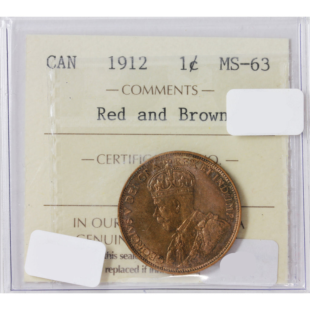 1912 Canada 1-cent ICCS Certified MS63 Red and Brown