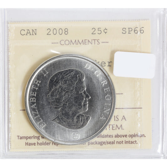 2008 Woodpecker Canada 25-cents ICCS Certified SP-66