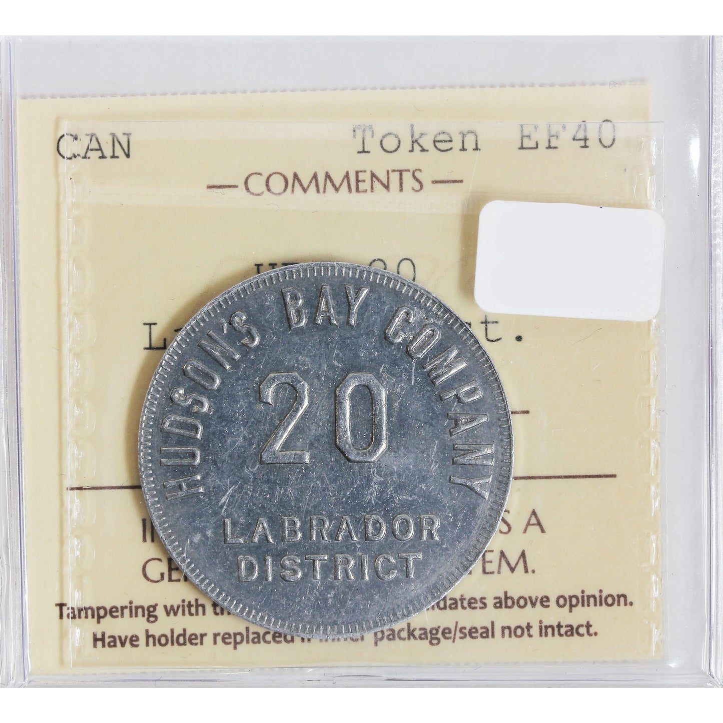 Labrador District Canada Token HBC 20 ICCS Certified EF40