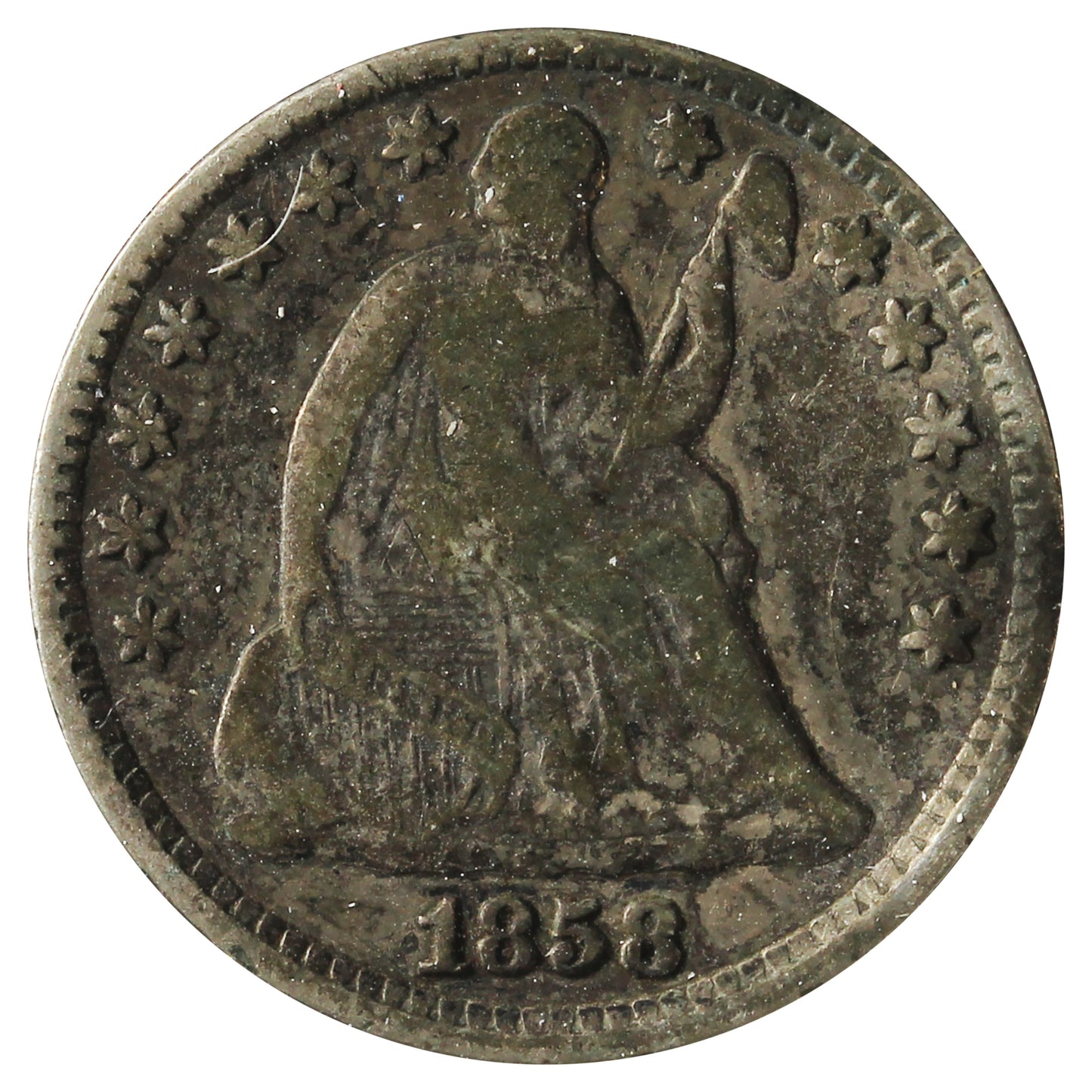1858 USA Half Dime Very Fine (VF-20) Bent