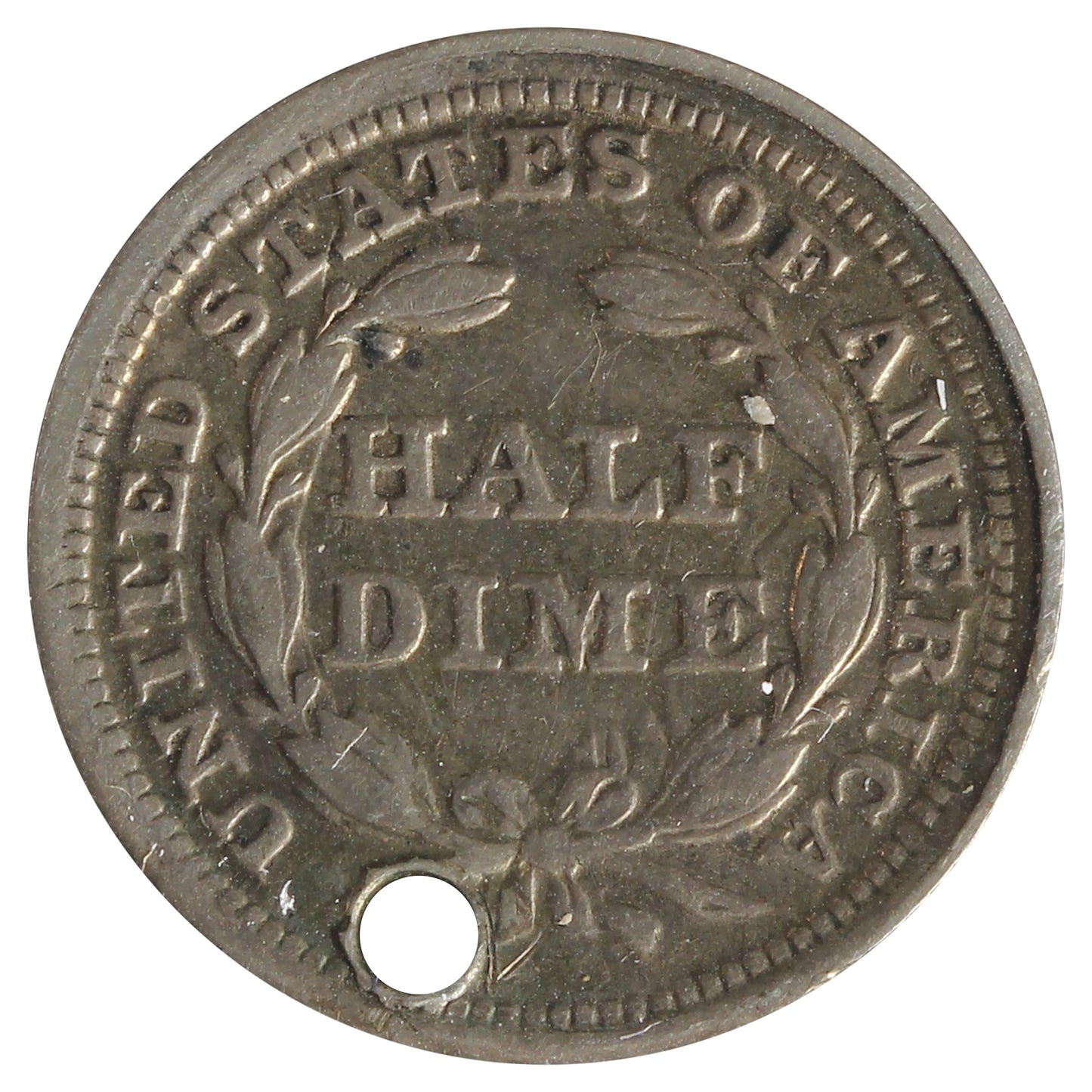 1854 USA Half Dime Fine (F12) Holed