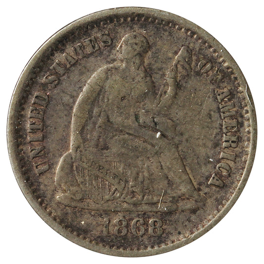 1868 S USA Half Dime Fine (F12) Marks