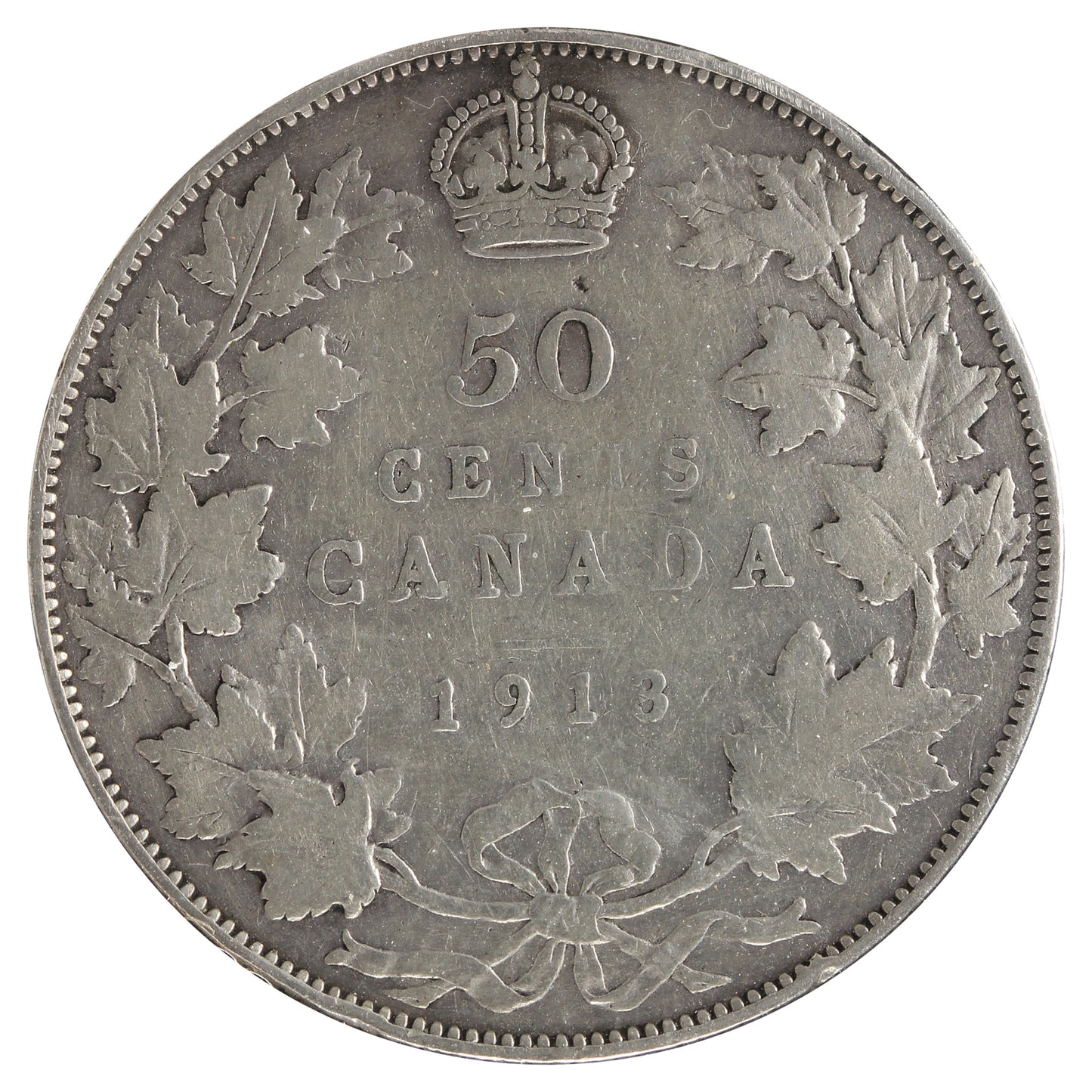 1913 Canada 50-Cents, Very Good (VG8) Scratched, Cleaned or Impaired