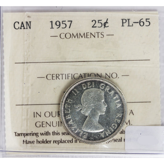 1957 Canada 25-Cents ICCS Certtified PL-65 (Toned)
