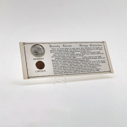 Kennedy and Lincoln Coin Set with Historical Comparisson Display - Strange Presidential Similarities