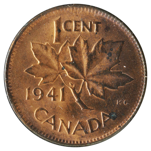 1941 Canada 1-cent UNC+ (MS-62) Spots