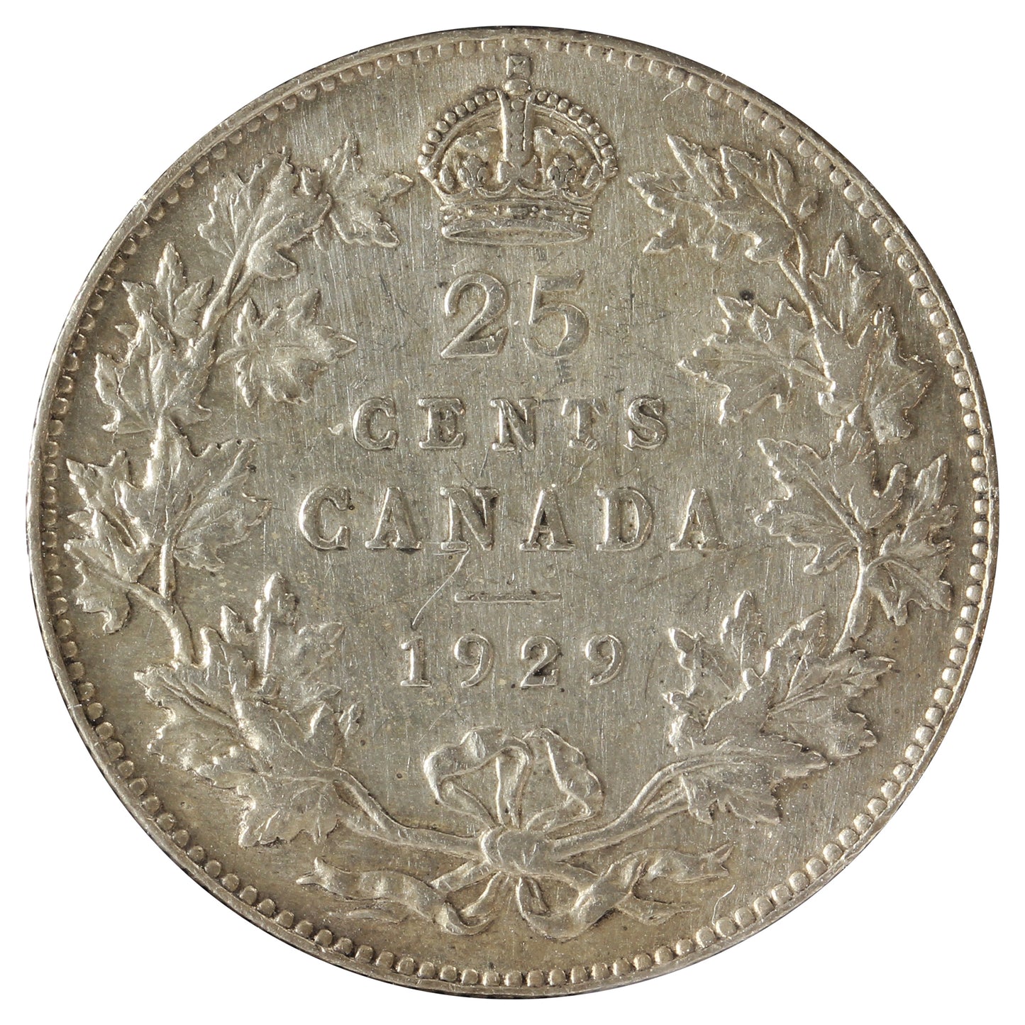 1929 Canada 25-cents VF-EF (VF30) Scratched, marks, or impaired