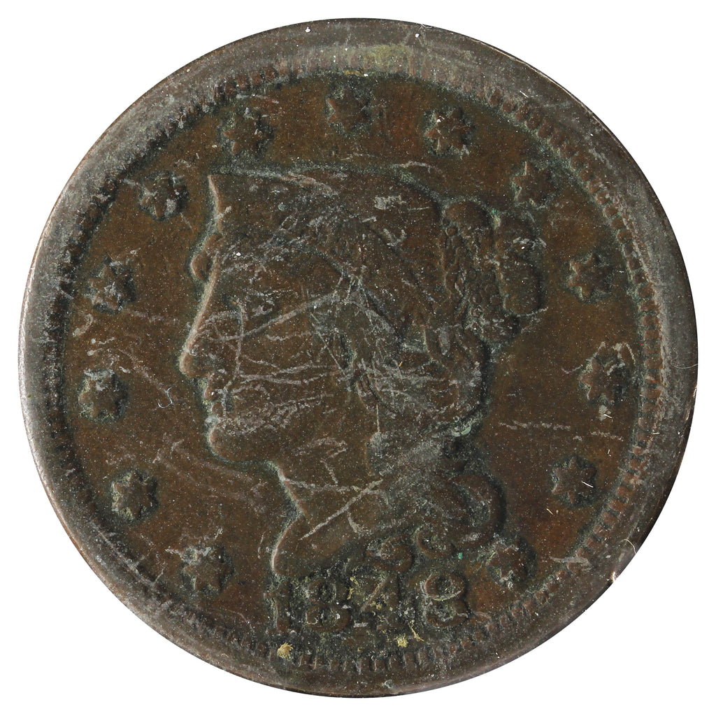 1848 USA Cent F-VF (F-15) Impaired
