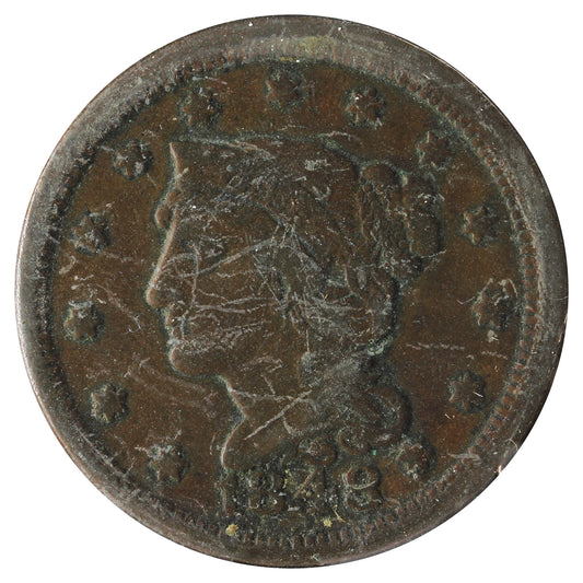1848 USA Cent F-VF (F-15) Impaired