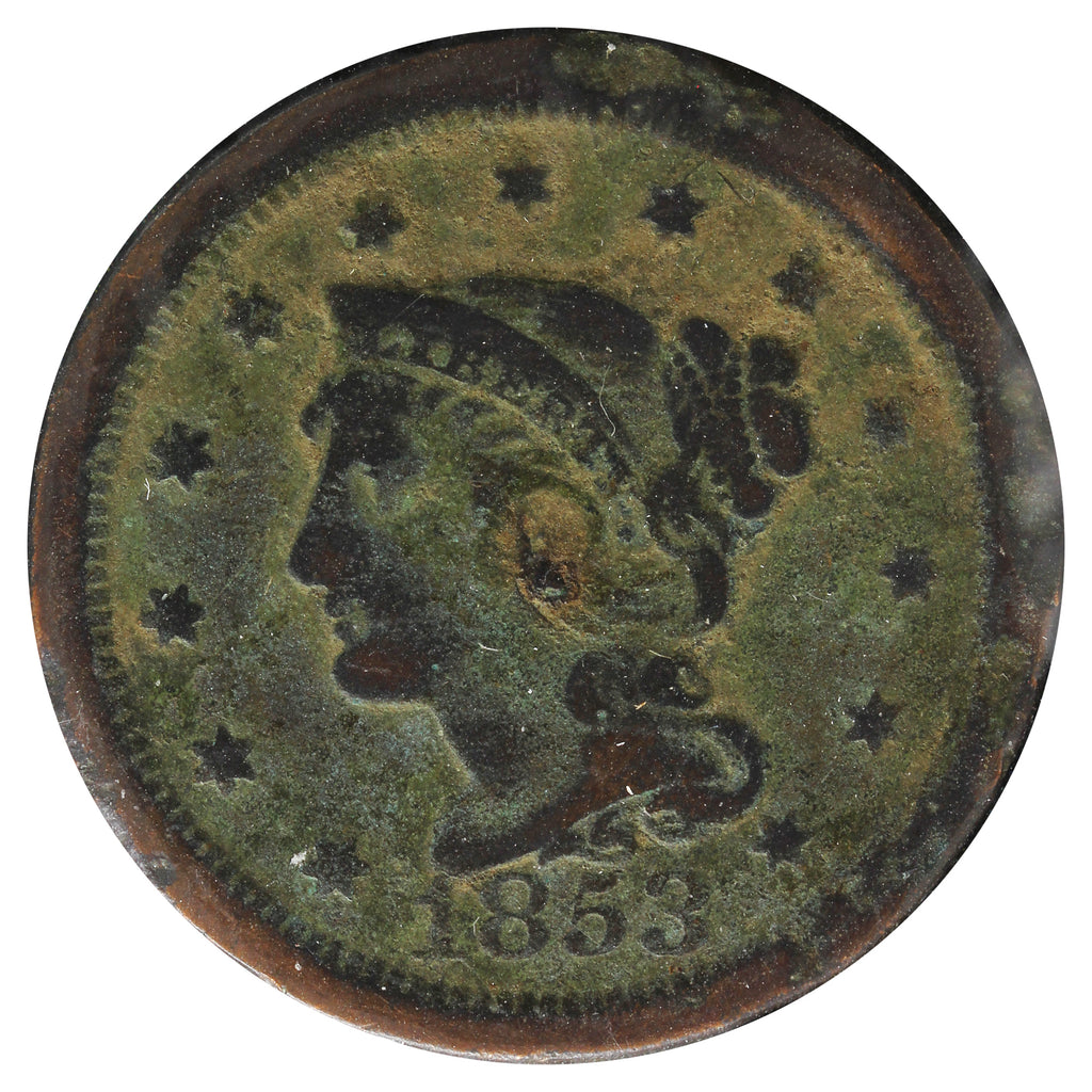 1853 USA Cent F-VF (F-15) Impaired