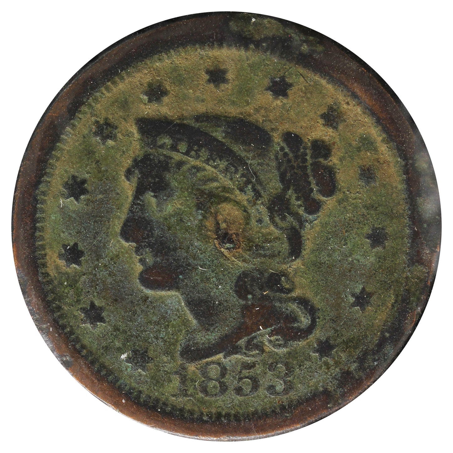 1853 USA Cent F-VF (F-15) Impaired