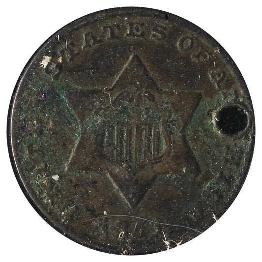 1851 USA 3 Cents Very Fine (VF-20) Hole