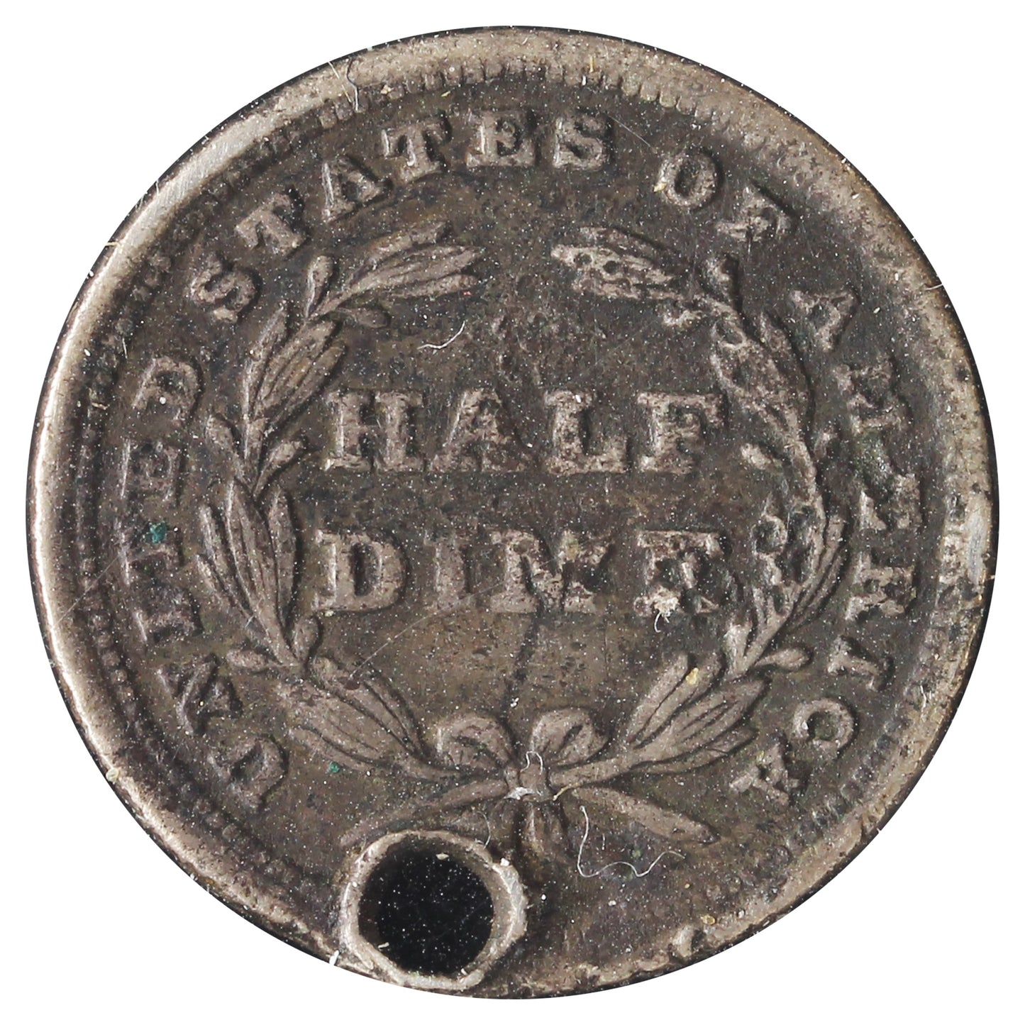 1838 No Drapery Small Stars USA Half Dime F-VF (F15) Hole