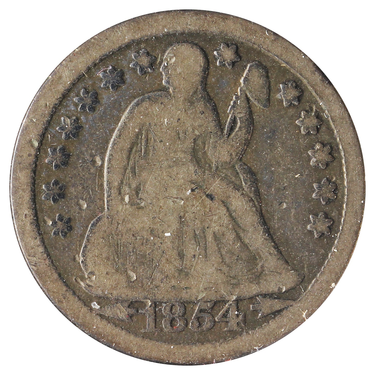 1854 O USA Dime G-VG (G6) Marks