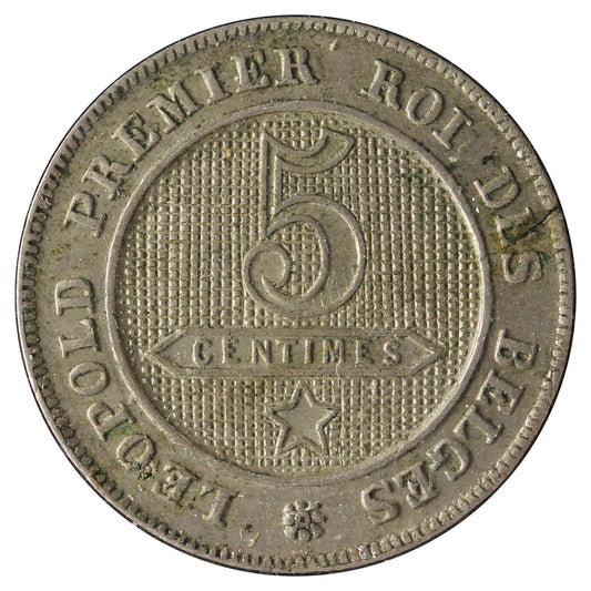 Belgium 1861 5 Centimes Extra Fine (EF-40) Impaired