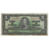 BC-21a 1937 Canada $1 Osborne-Towers, E/A, VF (Dam'g)