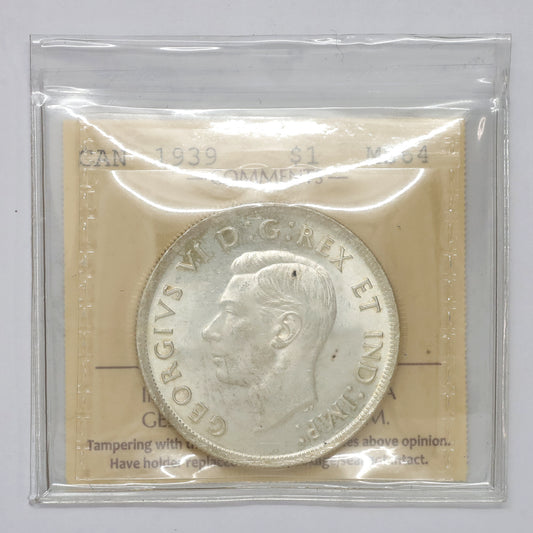 1939 Canada Dollar ICCS Certified MS64 (Toned)