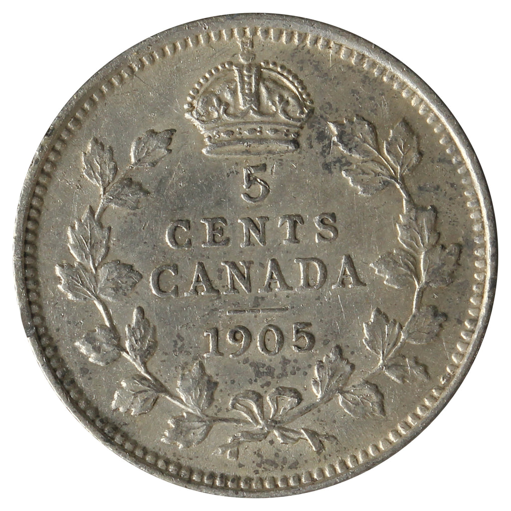 1905 Canada 5-Cents EF-AU (EF45) Scratched, marks, or impaired