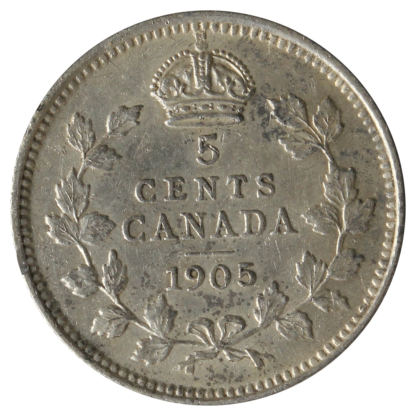1905 Canada 5-Cents EF-AU (EF45) Scratched, marks, or impaired