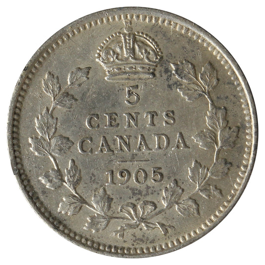 1905 Canada 5-Cents EF-AU (EF45) Scratched, marks, or impaired