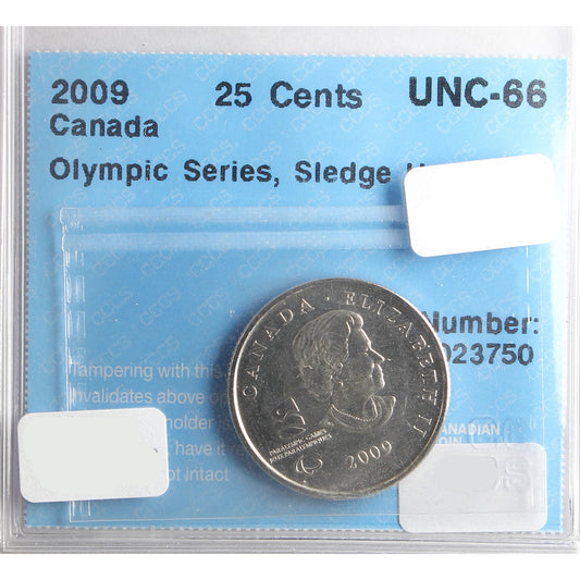 2009 Sledge Hockey Canada 25-Cents CCCS Certified UNC66