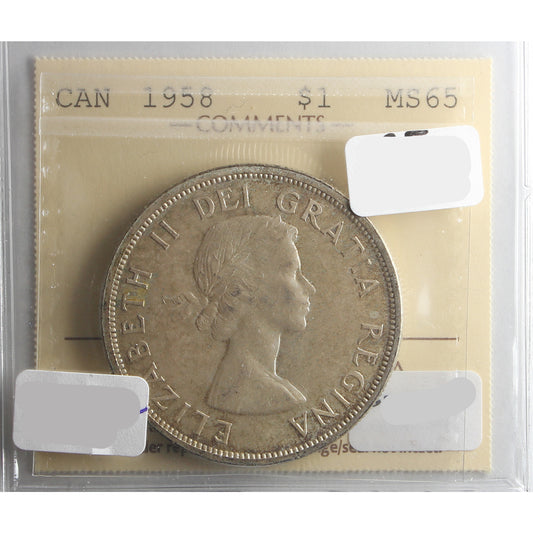 1958 Canada Dollar ICCS Certified MS-65
