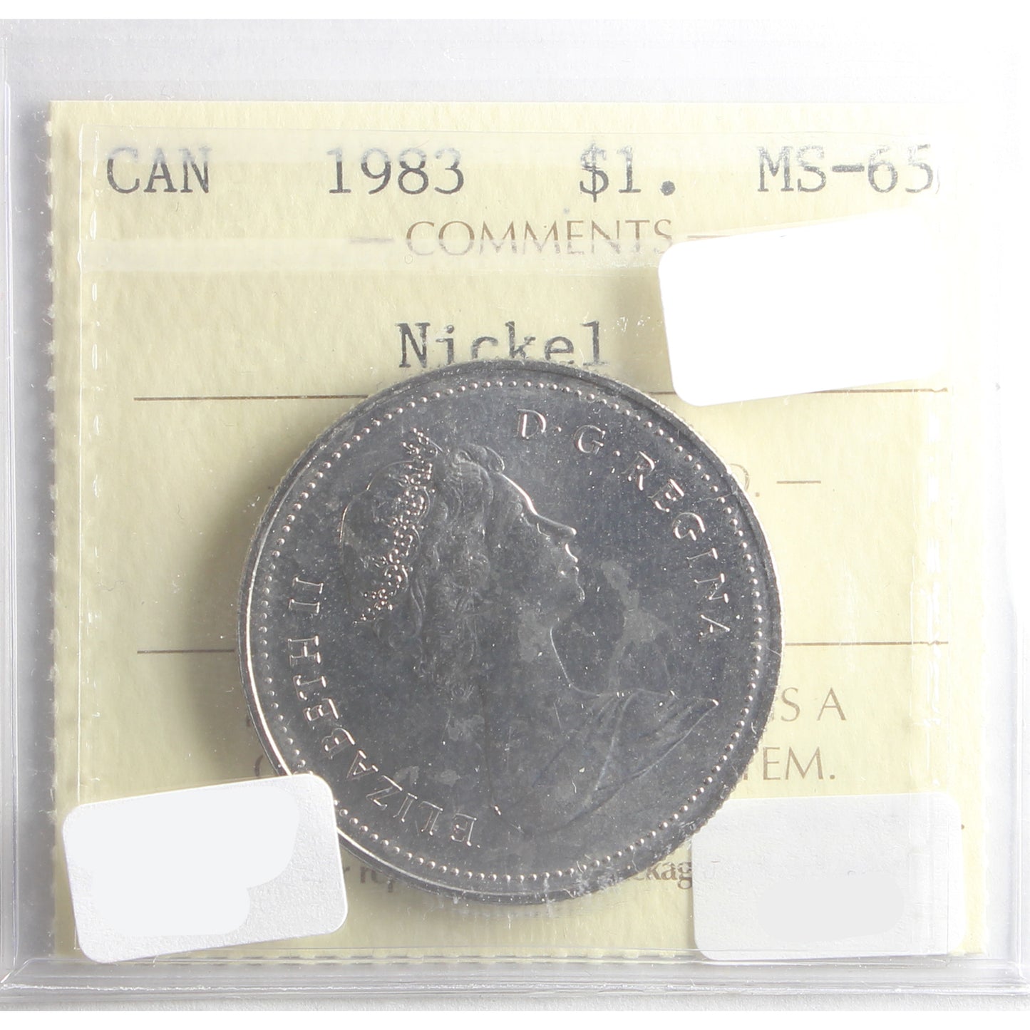 1983 Nickel Canada Dollar ICCS Certified MS65