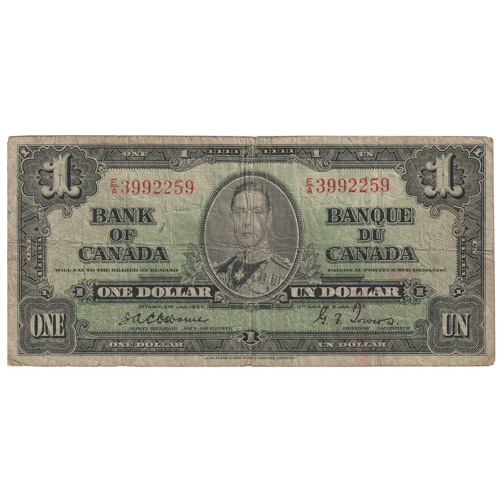 BC-21a 1937 Canada $1 Osbourne-Towers, E/A, F12