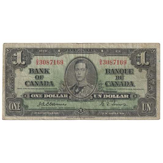 BC-21a 1937 Canada $1 Osbourne-Towers, D/A, F12
