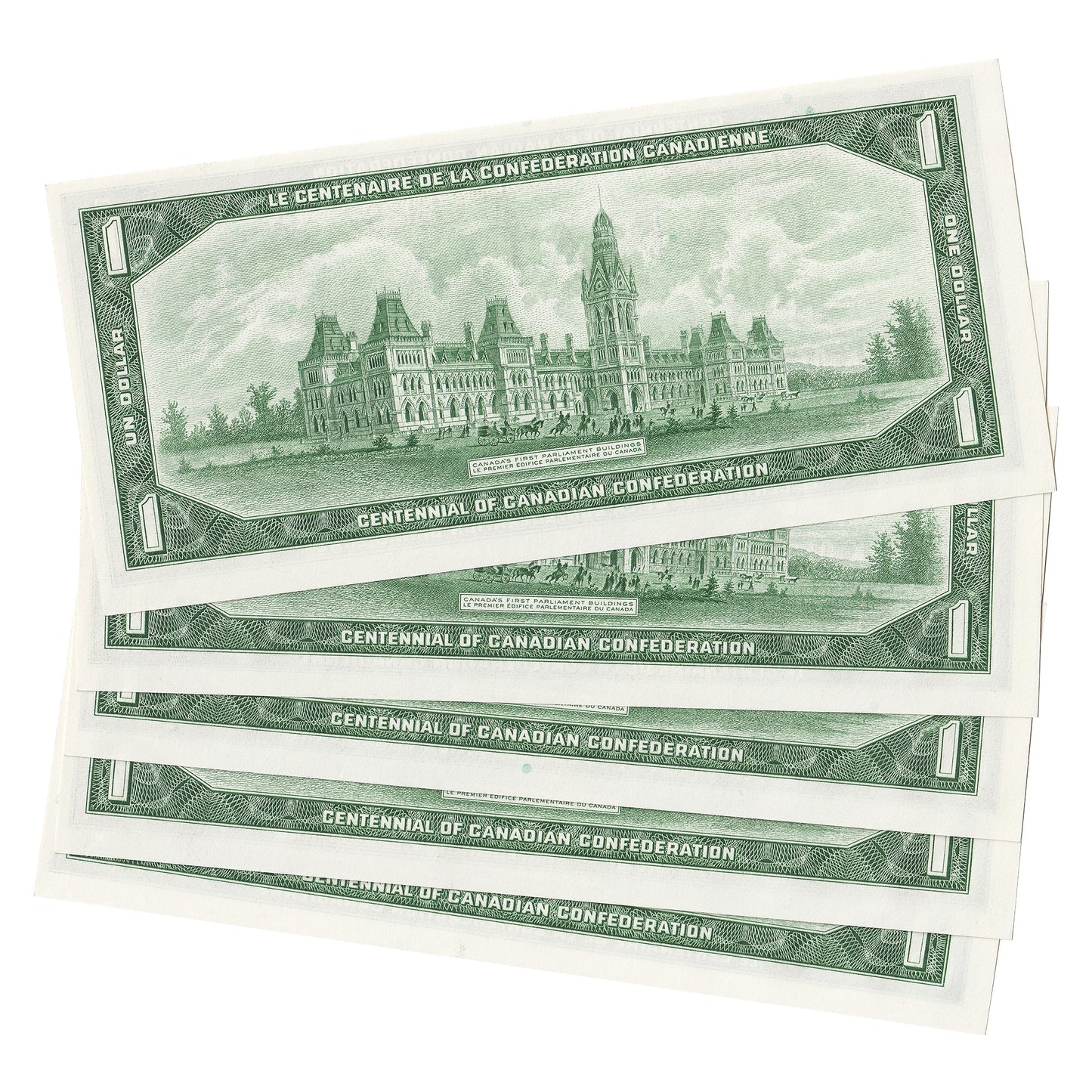 5x Sequential 1967 Canada $1 Beattie-Rasminsky, L/O, 5Pcs.