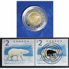 Pair of 2000 Canada Polar Bear & The Loon Coin and Stamp Sets (Impaired)
