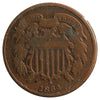 1864 Large Motto USA 2 Cents VG-F (VG-10) Scratched, Cleaned or Impaired