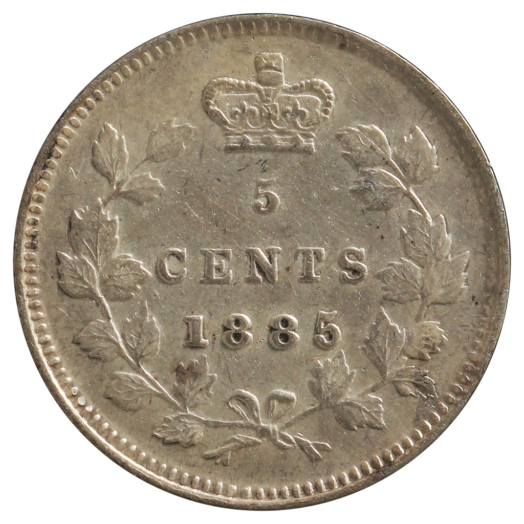1885 Small 5 Canada 5-Cents Extra Fine (EF40) Scratched