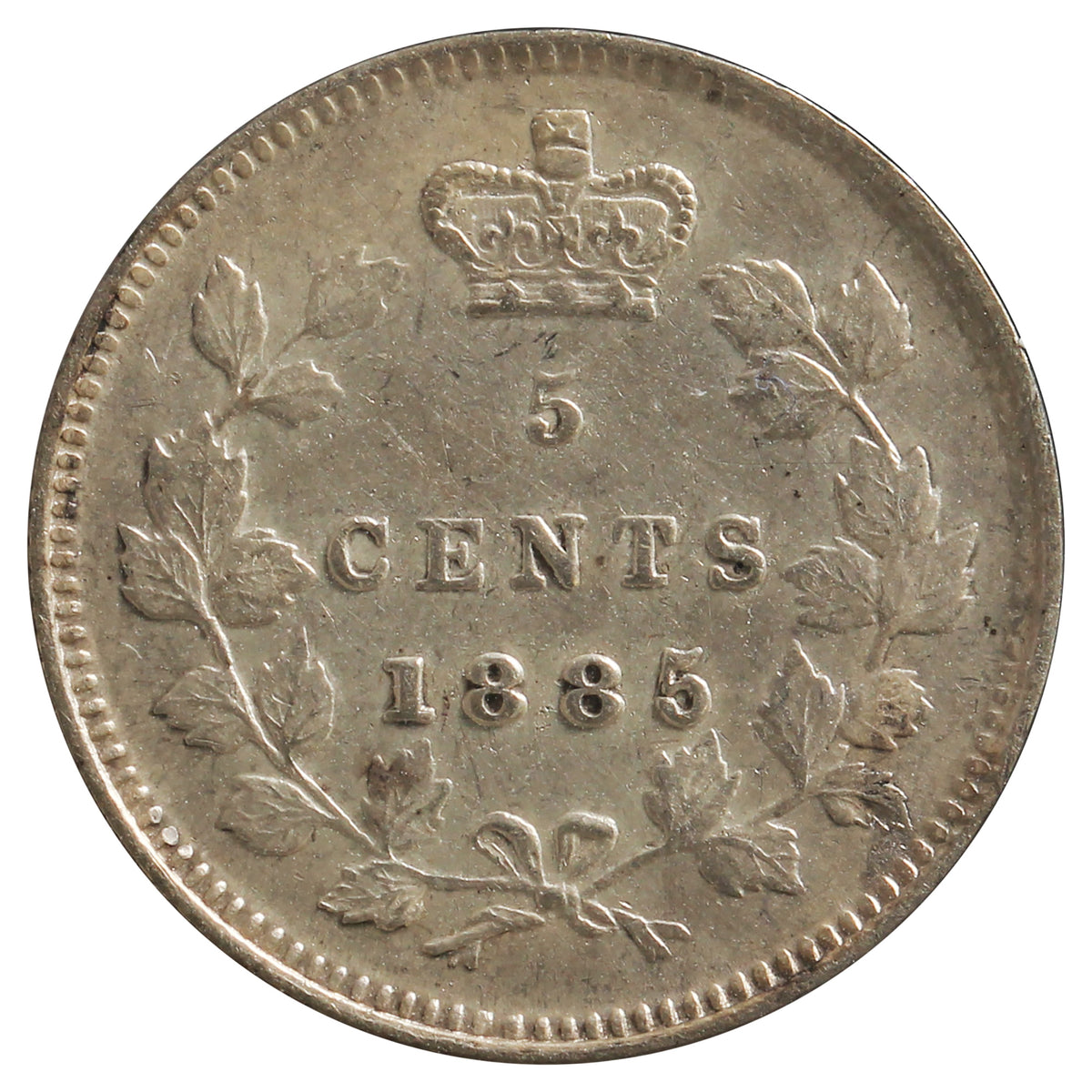 1885 Small 5 Canada 5-Cents Extra Fine (EF40) Scratched
