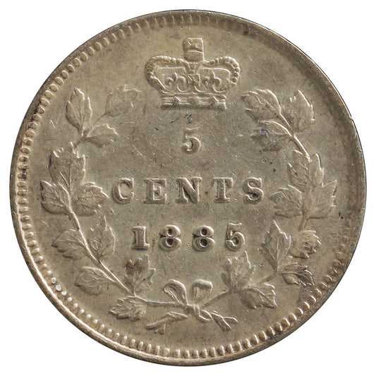 1885 Small 5 Canada 5-Cents Extra Fine (EF40) Scratched