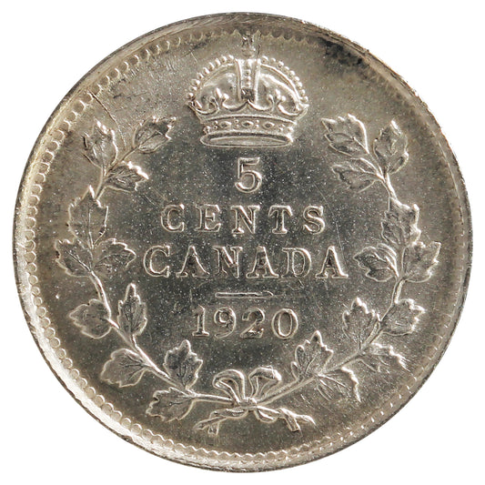 1920 Canada 5-Cents Brilliant Uncirculated (MS63) Scratched